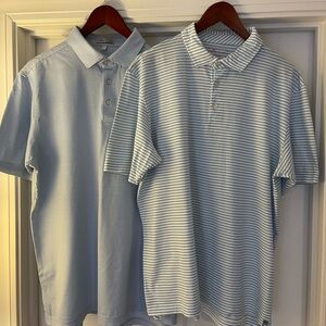 Peter Millar Light Blue and White Striped Polo Shirts